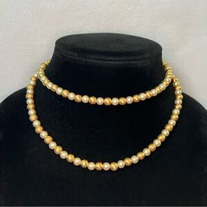 Napier Gold Tone and Cream Beaded Necklace